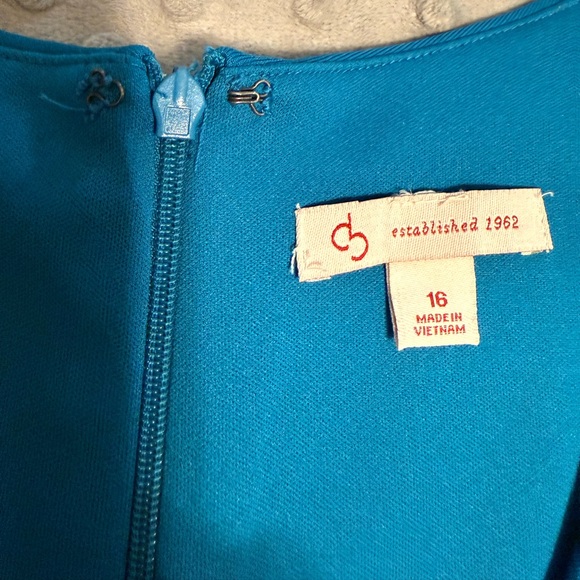 Elegant Teal with Black Velvet Dress - Picture 5 of 6